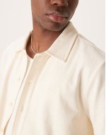 regular fit textured short sve shirt in cream