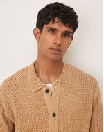 crochet shirt in tan
