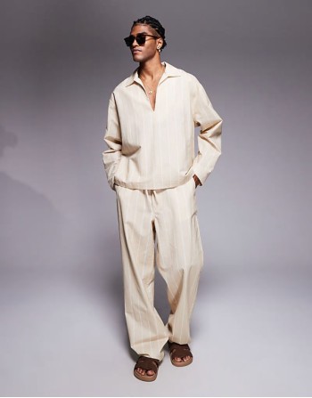 co-ord in oversized beige stripe