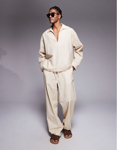 co-ord in oversized beige stripe
