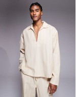 co-ord in oversized beige stripe
