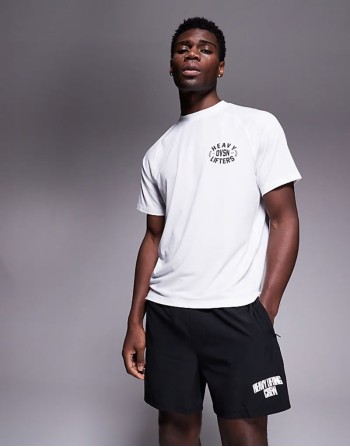 quick dry performance jersey chest graphic oversized  training t-shirt in white