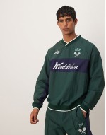 Wimbledon capsule chest panel v-neck knit jumper and tennis track pants co-ord in dark green