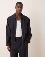 Comfortable smart co-ord blouson in navy pinstripe