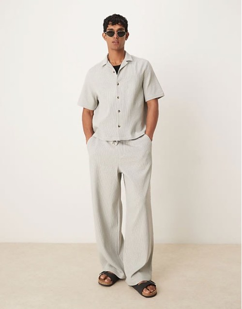 Comfortable linen blend shirt & short co-ord in lilac