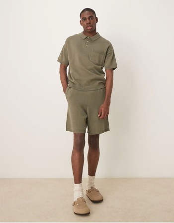 logo knitted set in beige