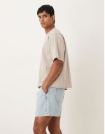 self stripe textured co-ord short in black