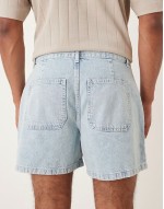 self stripe textured co-ord short in black