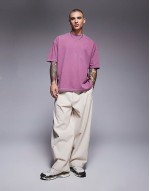 heayweight oversized t-shirt in  washed pink with celestial spine print