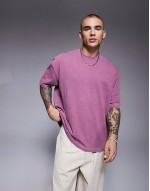 heayweight oversized t-shirt in  washed pink with celestial spine print