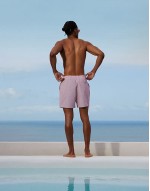swim shorts in short length with watercolour tile print in stone