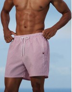 swim shorts in short length with watercolour tile print in stone