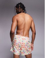 swim shorts in mid length with cargo pockets in dark brown