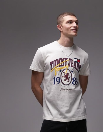 varsity university graphic t-shirt in oatmeal
