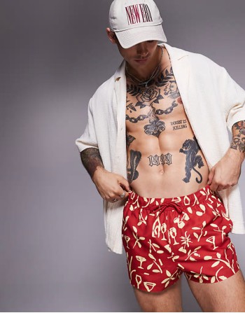 Comfortable swim shorts in mid length in blue