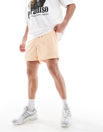 7 inch drawstring swimming trunks in green stripe
