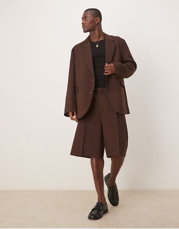 double breasted slim suit with linen in ecru