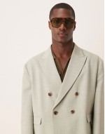 double breasted regular suit in stone marl pinstripe
