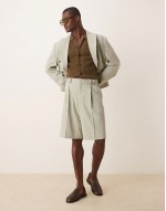 double breasted regular suit in stone marl pinstripe
