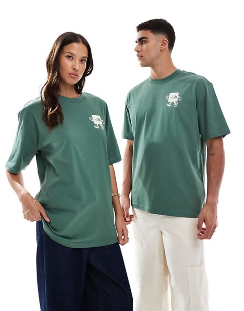 Explore backprint oversized t-shirt in washed green