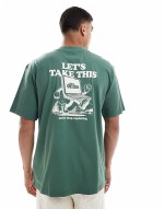 Explore backprint oversized t-shirt in washed green