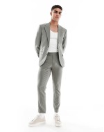 Comfortable four way stretch skinny suit in dark green