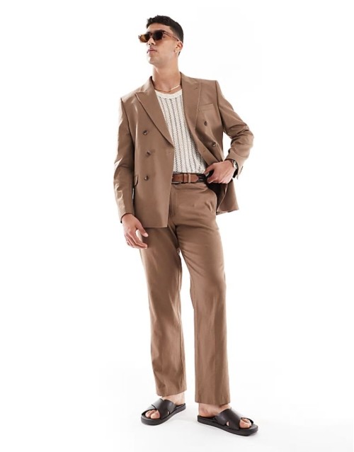 skinny suit in stone colour