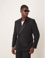 double breasted regular suit in blue texture