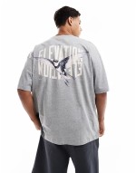 oversized t-shirt with bird graphic in grey marl