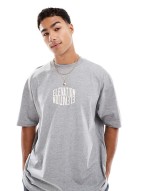oversized t-shirt with bird graphic in grey marl