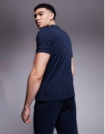 Unique stripe logo t-shirt regular fit in navy
