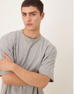 boxy oversized t-shirt with drink graphic in white marl