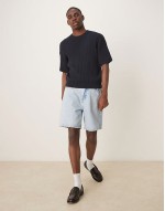 relaxed knitted rib t-shirt in navy