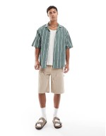oversized stripe shirt in green