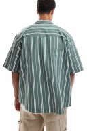 oversized stripe shirt in green