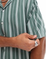 oversized stripe shirt in green