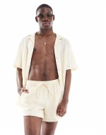 textured beach co-ord in cream