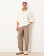 boxy oversized crochet shirt in cream