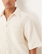 boxy oversized crochet shirt in cream