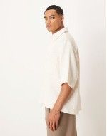boxy oversized crochet shirt in cream