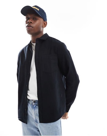 brushed oxford regular shirt in black